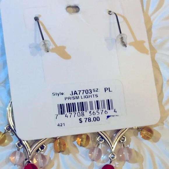 Brighton Silver and Red Dangle Earrings - Picture 2 of 2